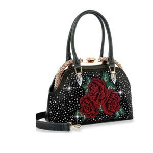 Women's A-Frame Rose Design Purses and Handbags for Women Top Handle Sat…